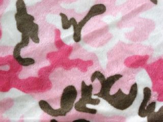 Pink Camo Camouflage Minky Chenille Plush Fabric 60 BTY