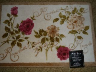 New Antique Rose Floral Bath Rug/Mat Acrylic w/ Latex Backing 20 x 30 