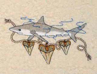 Decorative Shark Teeth 2 Embroidered Bathroom Hand Towels by Susan 