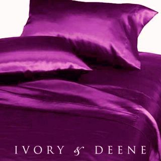 New Violet Purple Silk Satin King Size Bed Sheet Set Luxury Hotel 