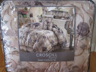 4pc Set Croscill Chambord Cassis Queen Comforter Bedskirt Shams 96 x 
