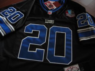 Barry Sanders 20 Detroit Lions Throwback w HF Patch sewn Jersey 52 