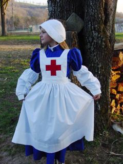 Historical Costume Nightengale Barton Red Cross Blue Civil War Nurse 