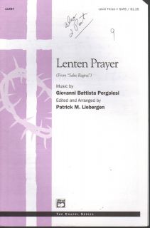 Lenten Prayer Giovanni Battista Pergolesi Patrick M Liebergen Sheet 