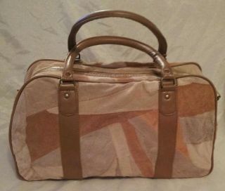 Bayview Suede Leather Beige Tan Patch Purse Bag New