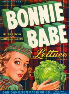 Bonnie Babe Vegetable Crate Label Salinas California