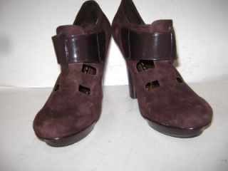 BCBGirls Koala Oakbrown Suede Patent Shootie 4 Heel Shoe 9 B 39 