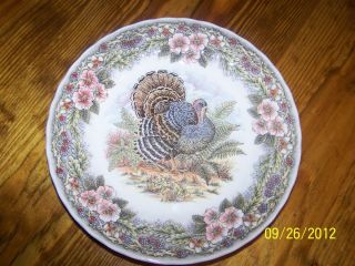 Queens Myott China Dinner Plates Thanksgiving Turkey Set/4 NEW ~Free 