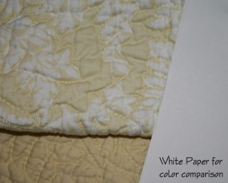 Martha Stewart Fern Fronds Twin Quilt Pale Yellow White