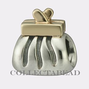 Pandora Sterling Silver 14k Gold Clutch Purse Bead