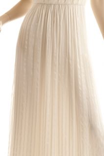 BCBG Max Azria White Silk Damask Stripe Grecian Strapless Gown Size 12 