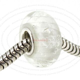    Silver Clear Bubble Murano Glass Bead For European Charm Bracelets