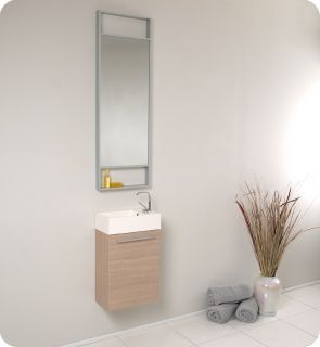   Small Light Oak Modern Bathroom Vanity w Mirror FVN8002LO