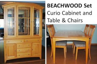 Beachwood Dining Set Curio Cabinet Table Chairs