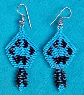 Wolf Paw Feathers Native American Indian Beaded Earrings
