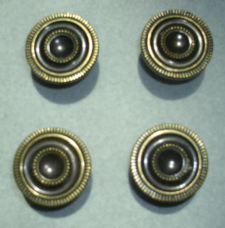 Quantity of 4 Beaded Cabinet Knobs Antique Brass Very Nice Read Desc 
