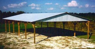   Open Pole Barn Kit Post and Beam Frame Trusses Free 1000 Mile Delivery