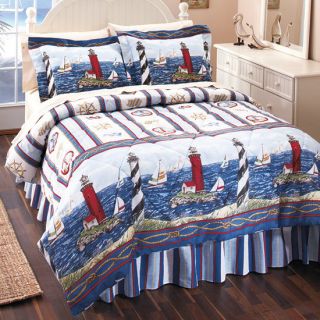   LIGHTHOUSE SAIL BOAT 8pc Queen Size Comforter Sheets Bed in a Bag Set