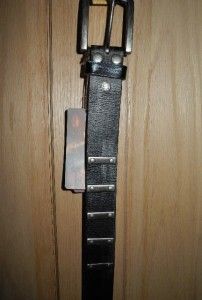 Unisex Bed Stu Black Leather Distressed Belt Studded Bars Sz s 28 