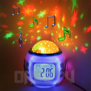   Projector Kids Bedroom Sleeping LED Nightlight Lamp Music Alarm Clock