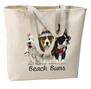 Beach Bums Dogs New Oversize Canvas Beach Tote Bag Free SHIP USA 
