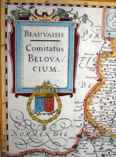 1619 Hondius Map Beauvais Environs Superb Engraving