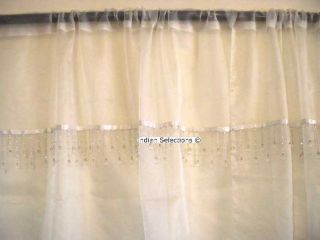 White Sheer Tissue Organza Curtains Drapery with Bead