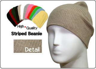 Choice Knit Plain Striped Beanie Cotton Rasta Hat Cap