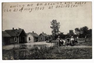 1908 BEARDSTOWN, IL., FLOOD REFUGEES MOVING OUT