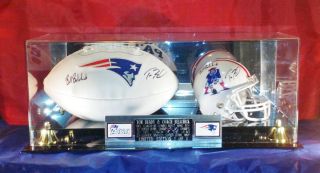 Tom Brady Bill Belichick Signed Football and Helmet w COA GAI Limited 