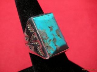 Vintage Bell Trading Post Sterling Turquoise Mens Ring