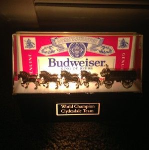   King of Beers World Champion Clydesdale Team Lighted Beer Sign