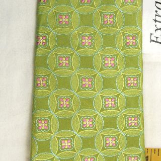 XL XXL Long Ike Behar Green Pink Yellow Circle Flower Silk Neck Tie 