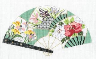 Lee Oriental Floral Fan Handpainted Needlepoint Canvas