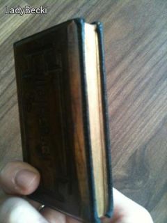 Antique RARE Victorian CA 1860 Bible Miniature Pocket Book Wood Panels 