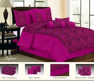   Size Zebra Comforter Set Pink Black Animal Print Bed in A Bag