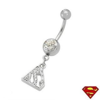 New Superman Belly Navel Body Ring with Genuine Crystal