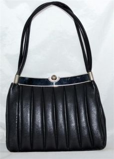 Vintage Bernard Original Handcrafted Black Leather & Enameled Handbag 