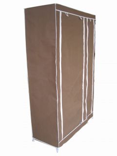 New Bedroom Storage Double Canvas Wardrobe with Clothes Rail Shelves 