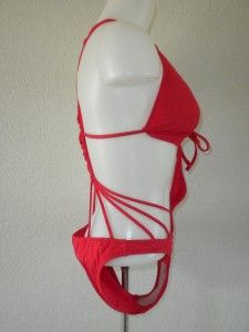 NWT Designer BECCA Sexy Monokini Swimsuit L Red Rebecca Virtue