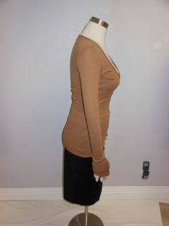 NWOT Rebecca Beeson  Tan Long Sleeves Luxurious Ribbed Tunic 