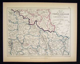 Napoleon Military Map France Belgium Campaigns Paris Napoleonic Wars 