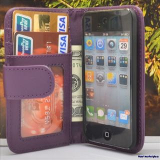   Leather Hard Case Cover for iPod Touch 4 4th Purple 3522XT