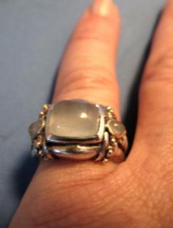 Samuel B Benham Sterling Silver 14k Gold White Stone Ring Signed BJC 