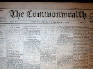 RARE Original 1864 Abolitionist Civil War Newspaper Maryland Abolishes 