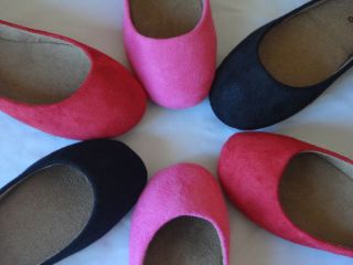 New Casual Womens Faux Suede Vegan Pink Red Black Ballet Flats Slip on 