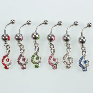   Barbell Rhinestone Navel Belly Button Ring Random Color Body Jewelry