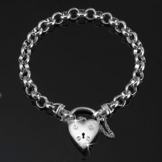   25 925 Sterling Silver Layered Belcher Bracelet w Heart Locket RRP 110