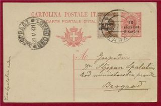   franked Postal Card Zara Zadar Belgrade Serbia 1921