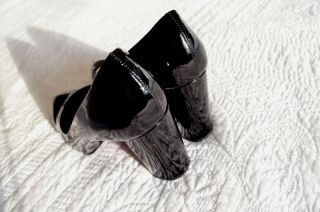 Bettye Muller Patent Slight Pointed Platform Black Chunk Heel 7 37 $ 
